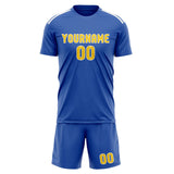 Custom Sky Blue Gold Soccer Set