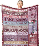 Blanket for Retirement Gifts, “Retirement Rules: Happy Retirement”, From Family Friends, Birthday Christmas Holiday, Inspirational Theme