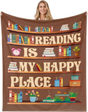 Blanket for Daughter Gifts, “Reading Is My Happy Place”, From Mom Dad, Birthday, Christmas, Graduation, Inspirational Theme