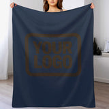 Custom Navy Blue Brown Blanket