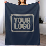 Custom Navy Blue Gray Blanket