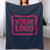 Custom Navy Blue Pink Blanket