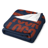 Custom Navy Blue Coral Red Blanket