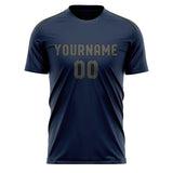 Custom Blue Dark Grey Soccer Jersey