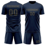 Custom Blue Dark Grey Soccer Set