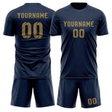 Custom Blue Light Khaki Soccer Set