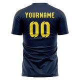 Custom Blue Light Yellow Soccer Jersey
