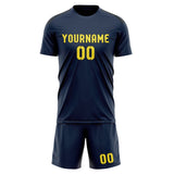 Custom Blue Light Yellow Soccer Set