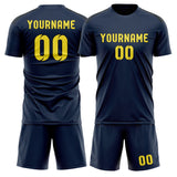 Custom Blue Light Yellow Soccer Set