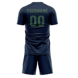 Custom Blue Blue Green Soccer Set