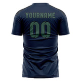 Custom Blue Blue Green Soccer Jersey