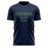 Custom Blue Blue Green Soccer Jersey
