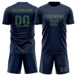 Custom Blue Blue Green Soccer Set