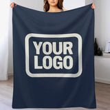 Custom Navy Blue White Blanket