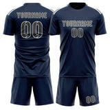 Custom Blue Dark Grey Soccer Set