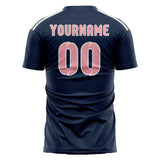 Custom Blue Light Pink Soccer Jersey