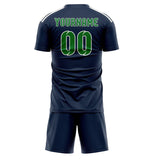 Custom Blue Emerald Green Soccer Set
