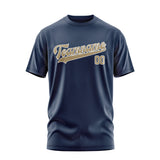 Custom Blue Light Khaki T-Shirt