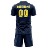 Custom Blue Light Yellow Soccer Set
