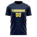 Custom Blue Light Yellow Soccer Jersey