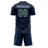 Custom Blue Blue Green Soccer Set