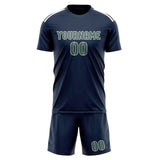 Custom Blue Blue Green Soccer Set