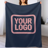 Custom Navy Blue Pink Blanket