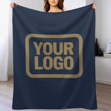 Custom Navy Blue Light Khaki Blanket