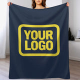 Custom Navy Blue Pale Yellow Blanket