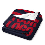 Custom Steel Blue Red Blanket