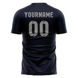 Custom Navy Gray Soccer Jersey