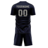 Custom Navy Gray Soccer Set