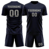 Custom Navy Gray Soccer Set
