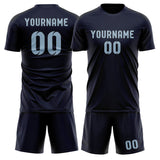 Custom Navy Light Blue Soccer Set
