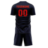 Custom Navy Orange Red Soccer Set
