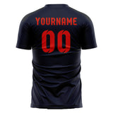 Custom Navy Orange Red Soccer Jersey