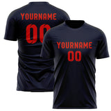 Custom Navy Orange Red Soccer Jersey