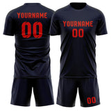 Custom Navy Orange Red Soccer Set