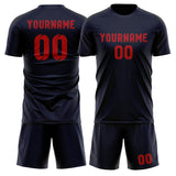 Custom Navy Red Soccer Set