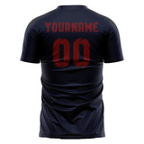Custom Navy Crimson Red Soccer Jersey