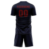 Custom Navy Crimson Red Soccer Set