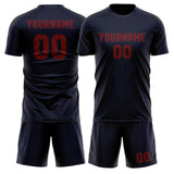 Custom Navy Crimson Red Soccer Set
