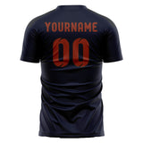 Custom Navy Coral Red Soccer Jersey