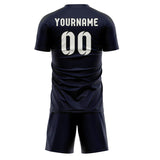Custom Navy White Soccer Set