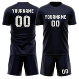 Custom Navy White Soccer Set