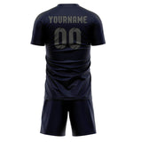 Custom Navy Dark Grey Soccer Set