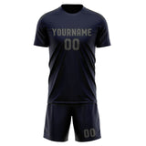 Custom Navy Dark Grey Soccer Set