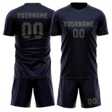 Custom Navy Dark Grey Soccer Set