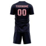 Custom Navy Light Pink Soccer Set