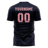 Custom Navy Light Pink Soccer Jersey